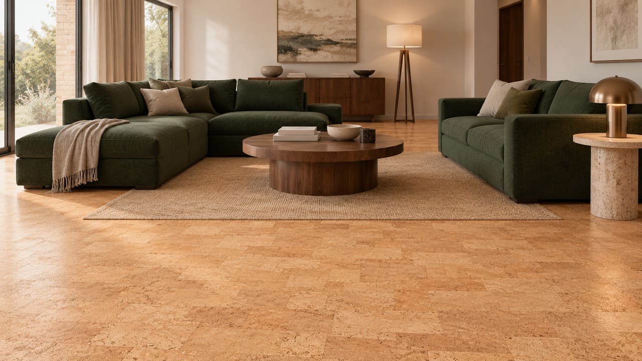 Living room with a Wicanders WISE Cork Inspire floor in the Originals Harmony color
