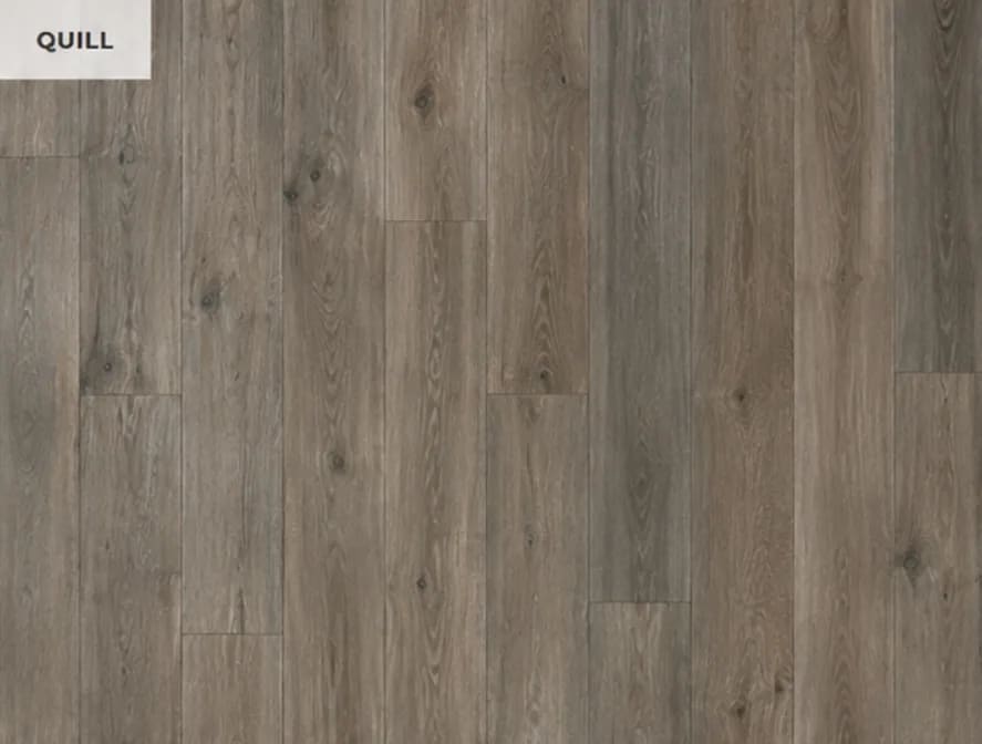 Close-up of Anthology in Quill, grey-brown oak-look planks