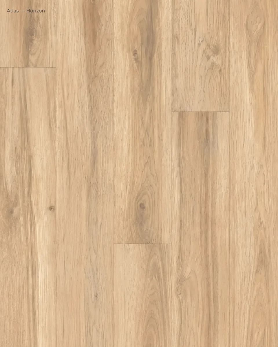 Close-up of Atlas in Horizon, light honey wood-look planks