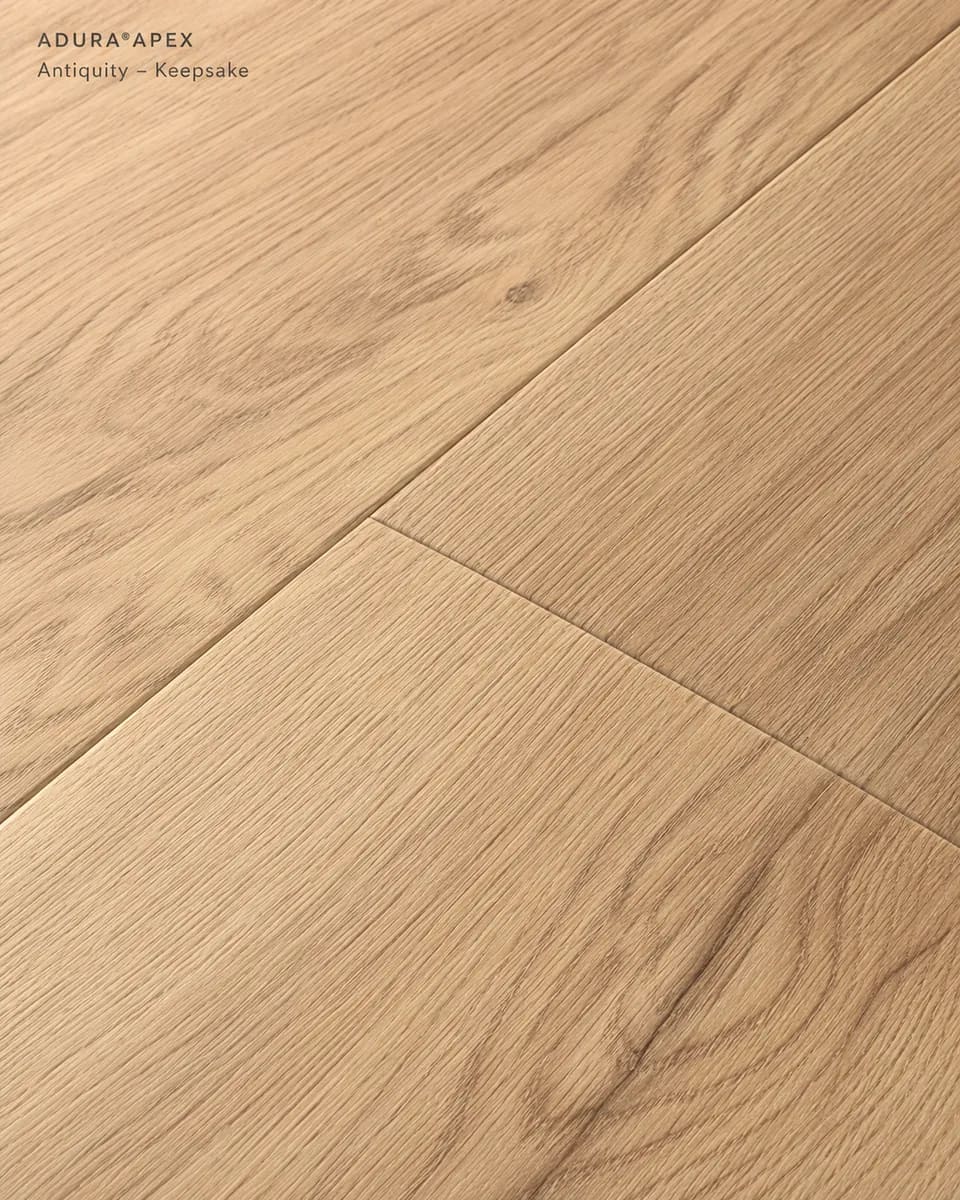 Close-up of Antiquity in Keepsake, light honey oak-look planks